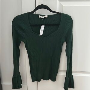 Elegant Green Ribbed Women's Top